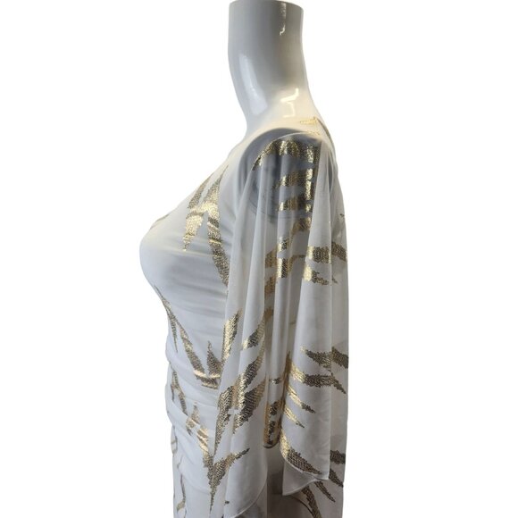 Emerald Sundae Asymmetrical Bodycon Dress With Gold Sequin Pattern - Picture 11 of 15